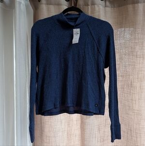 Navy Blue Ribbed Long Sleeve Sweater